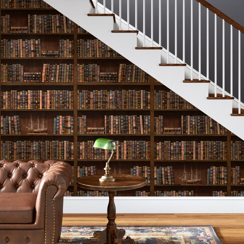 East Urban Home Vintage Library 264cm x 170cm Peel and Stick Wall Mural